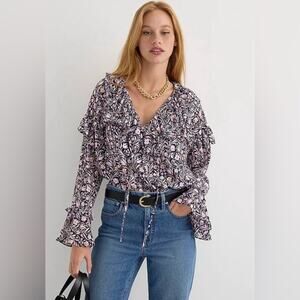 NWT J. Crew Ruffle Crinkle Chiffon Top (size XS)